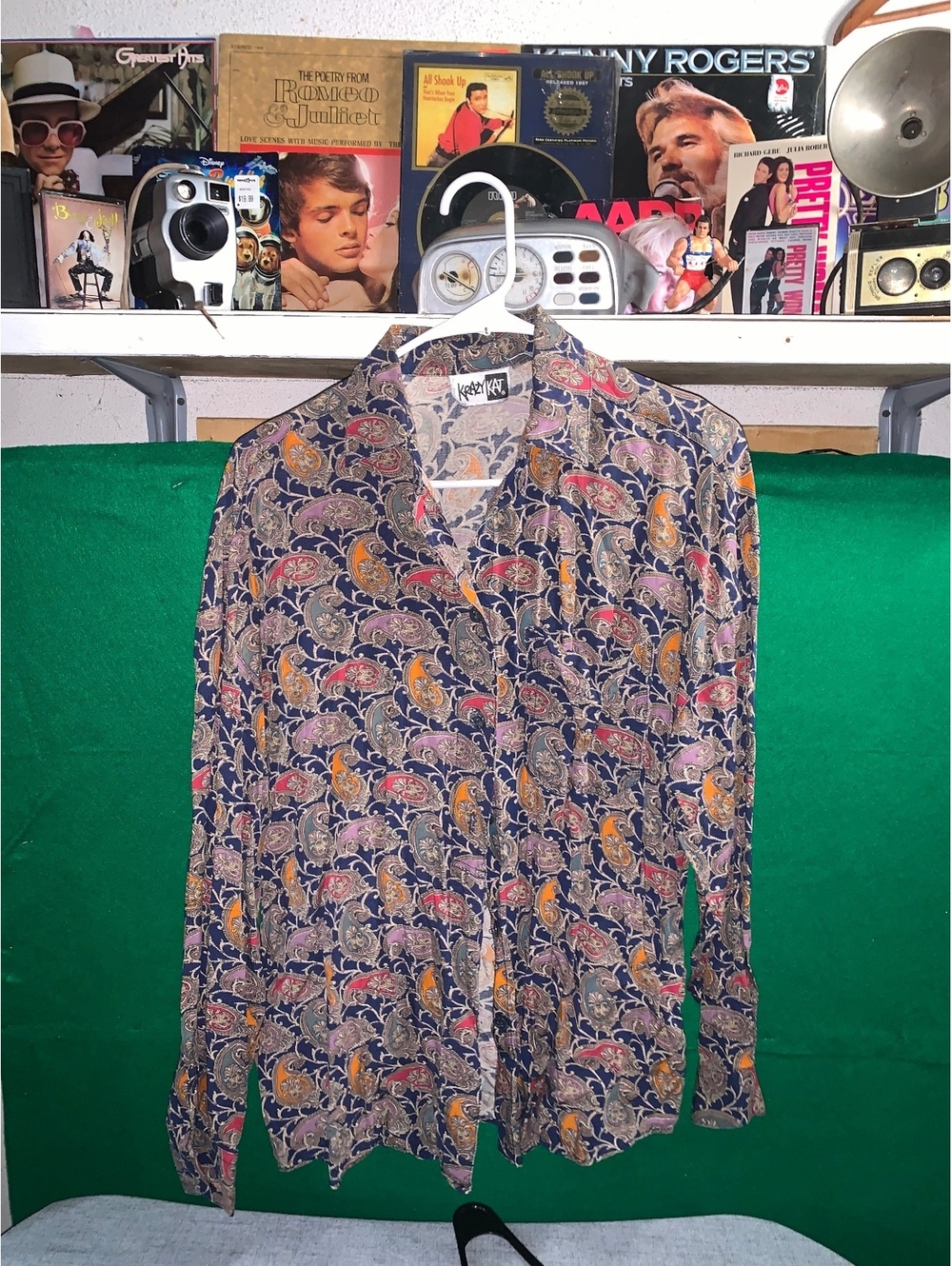 Krazy Kat paisley button front blouse